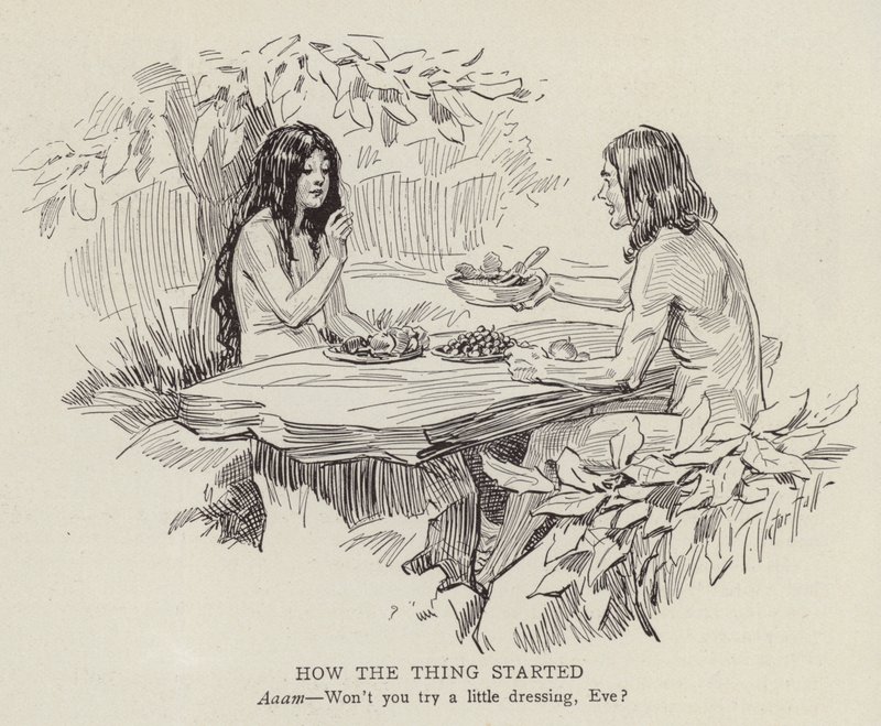 Adam en Eva in de tuin van Eden (litho) door American School