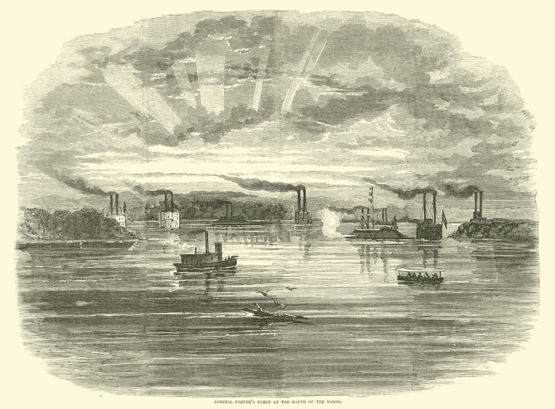 Admiraal Porters vloot bij de monding van de Yazoo, december 1862 door American School