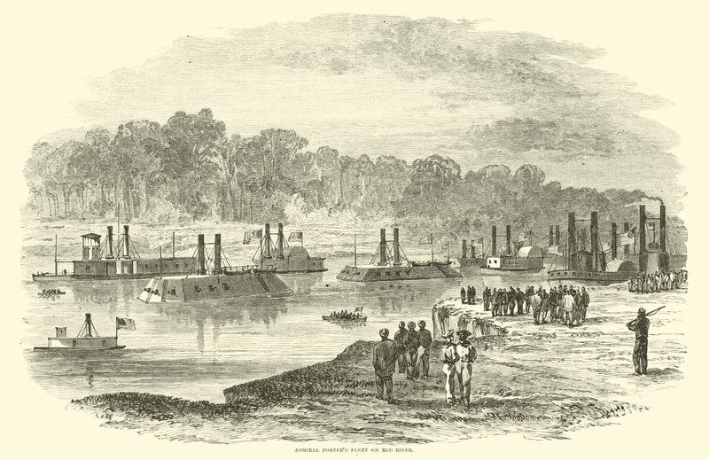 Vloot van admiraal Porter op de Rode Rivier, maart 1864 door American School