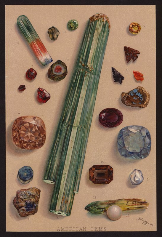 Amerikaanse edelstenen (kleurenlitho) door American School