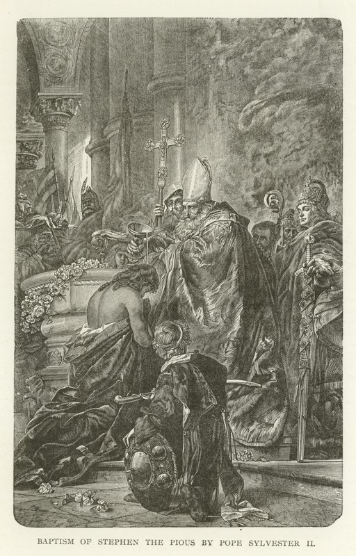Doop van Stefanus de Vrome door paus Sylvester II door American School