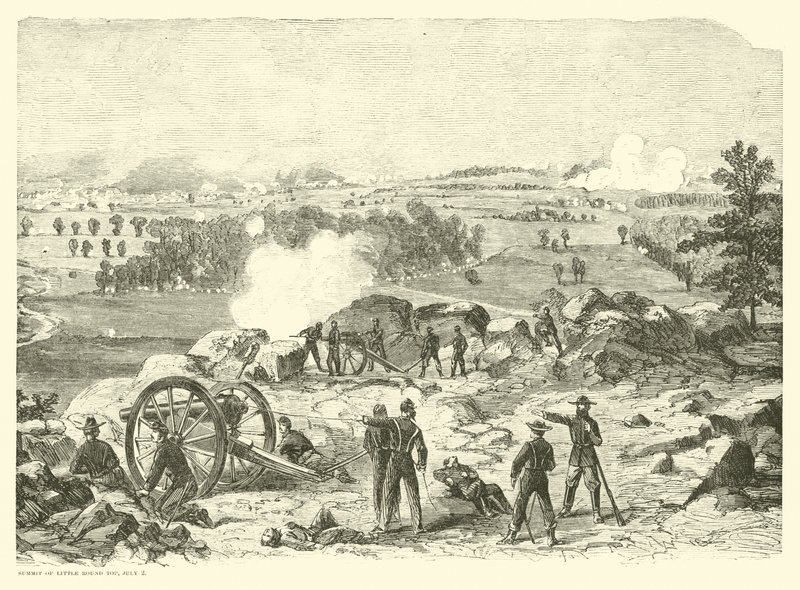 Slag bij Gettysburg, top van Little Round Top, 2 juli door American School