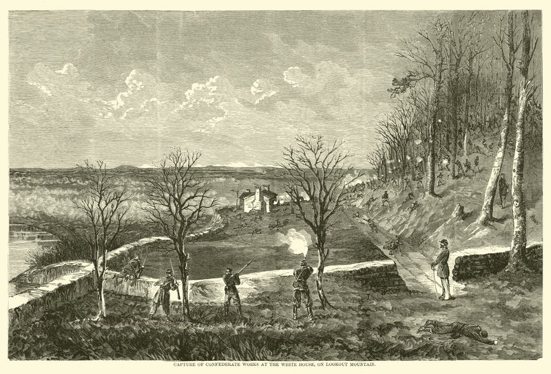 Verovering van de Zuidelijke werken bij het Witte Huis, op Lookout Mountain, november 1863 door American School