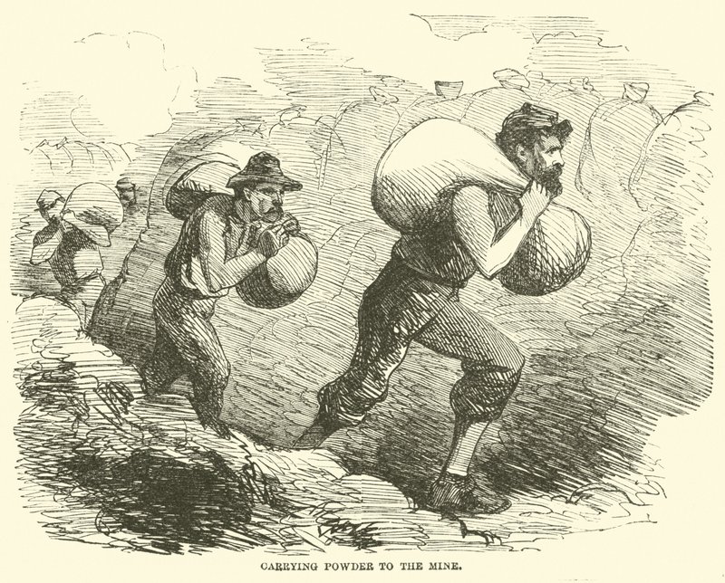 Kruit naar de mijn dragen, juli 1864 door American School