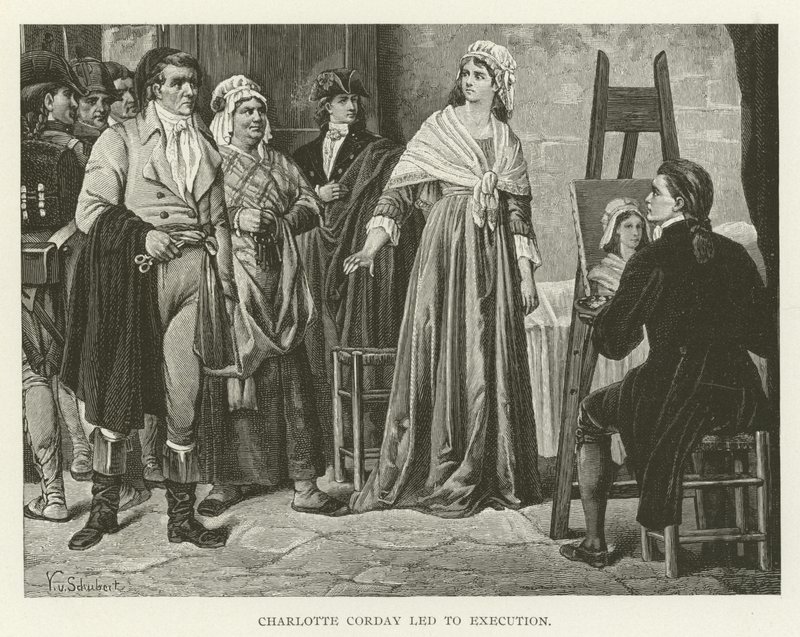 Charlotte Corday naar de executie geleid door American School