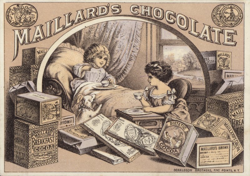 Kinderen drinken chocolade, reclame voor Maillards Chocolade door American School