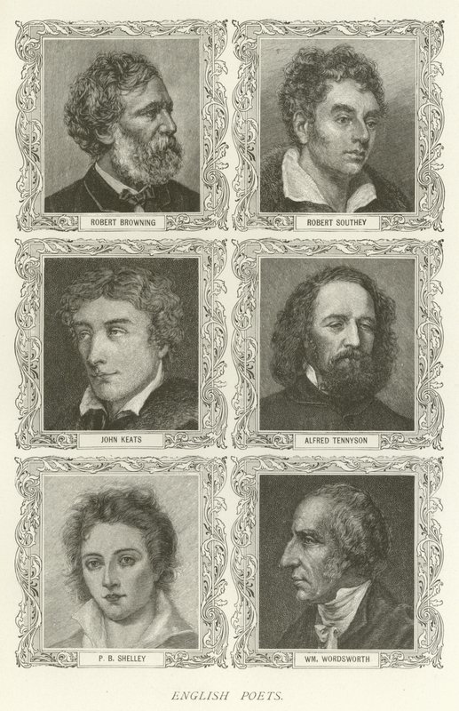 Engelse dichters, Robert Browning, Robert Southey, John Keats, Alfred Tennyson, P B Shelley, William Wordsworth door American School
