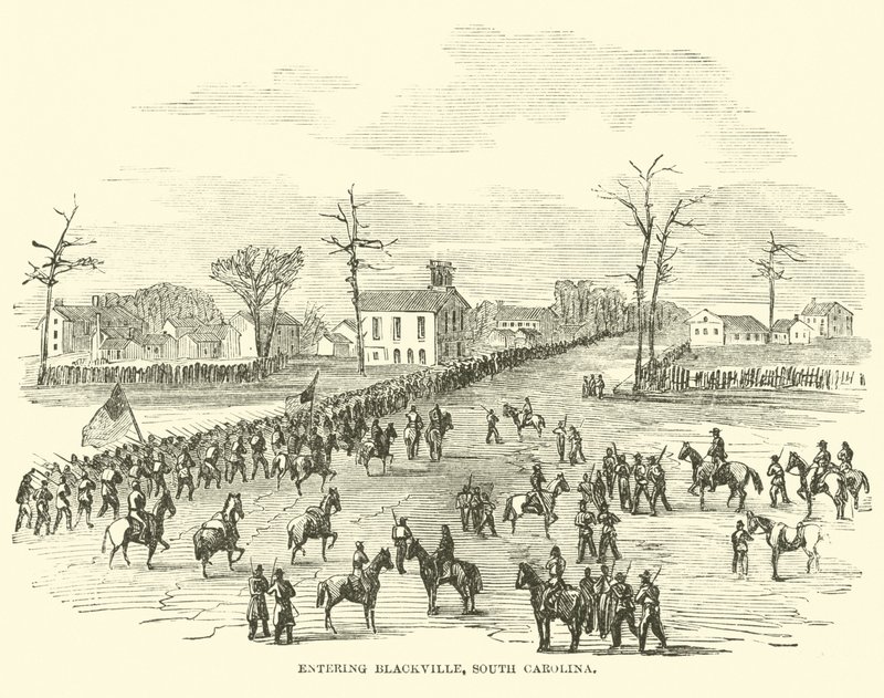Binnenkomst in Blackville, South Carolina, januari 1865 door American School