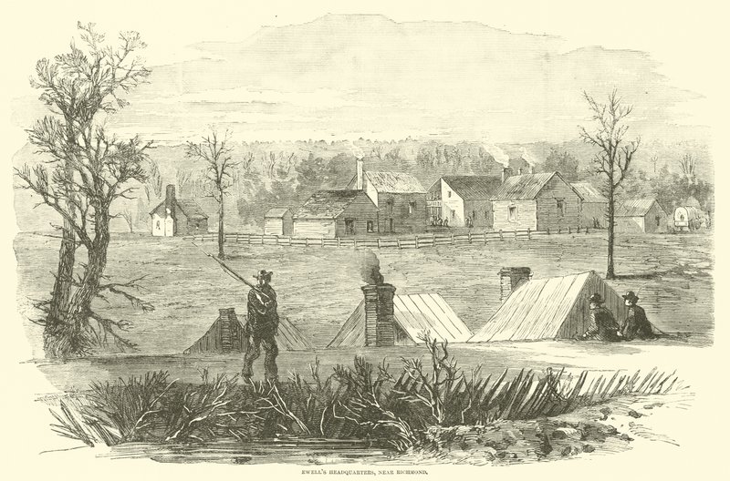 Hoofdkwartier van Ewell, nabij Richmond, maart 1865 door American School