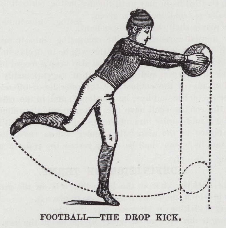 Voetbal, de Drop Kick (gravure) door American School