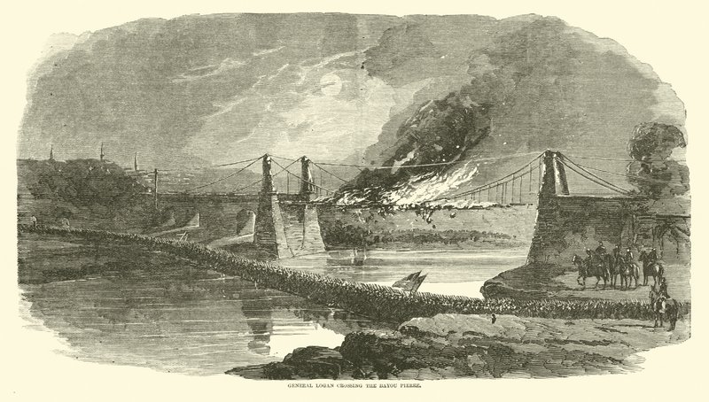 Generaal Logan die de Bayou Pierre oversteekt, mei 1863 door American School