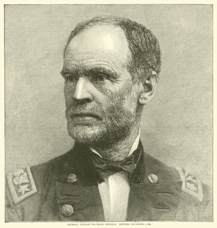 Generaal William Tecumseh Sherman, gepensioneerd 1 november 1883, mei 1864 door American School