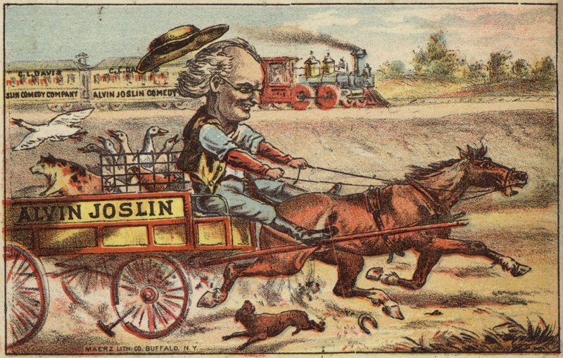 Paard en wagen achtervolgen trein door American School