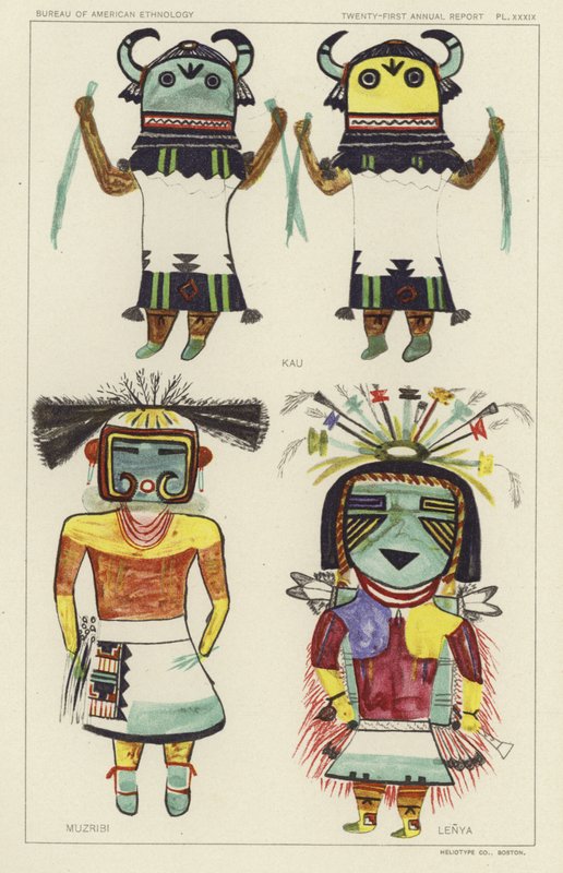 Kau, Muzribi, Lenya (kleurenlitho) door American School