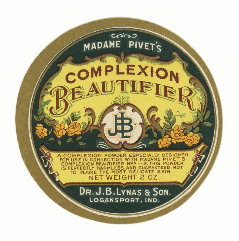 Madame Pivets Complexion Beautifier, label door American School