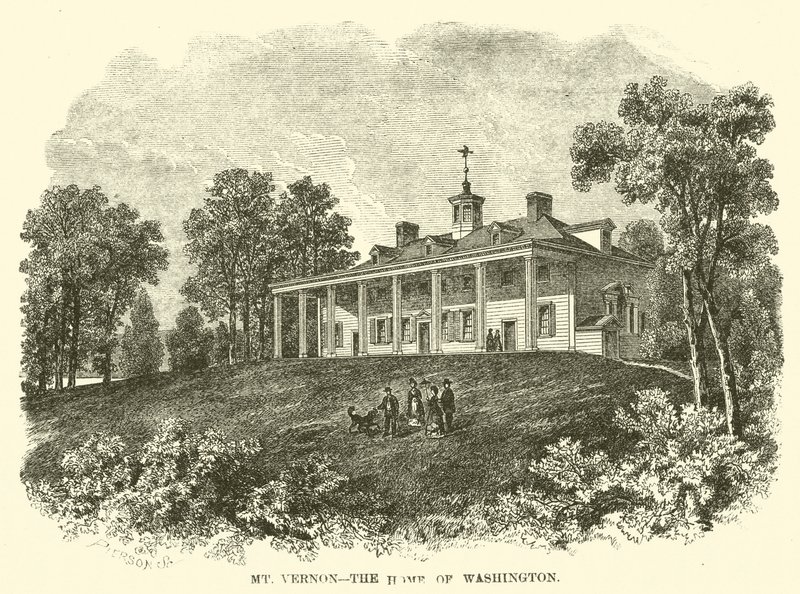 Mount Vernon, het huis van Washington (gravure) door American School