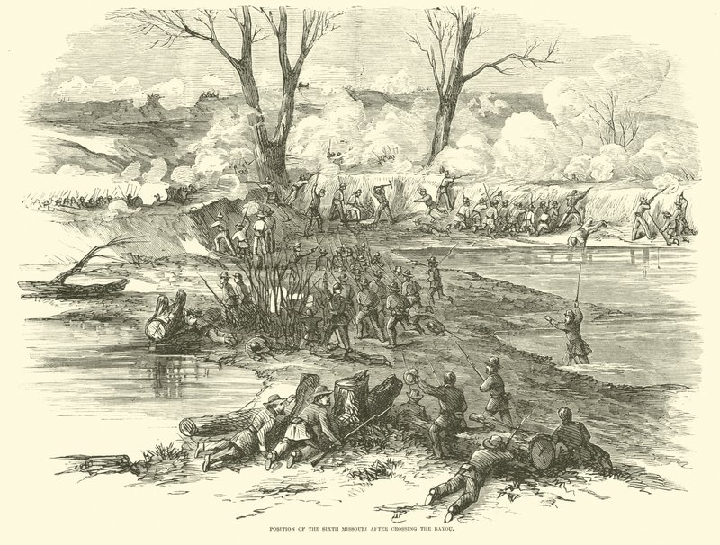Positie van de Zesde Missouri na het oversteken van de Bayou, december 1862 door American School