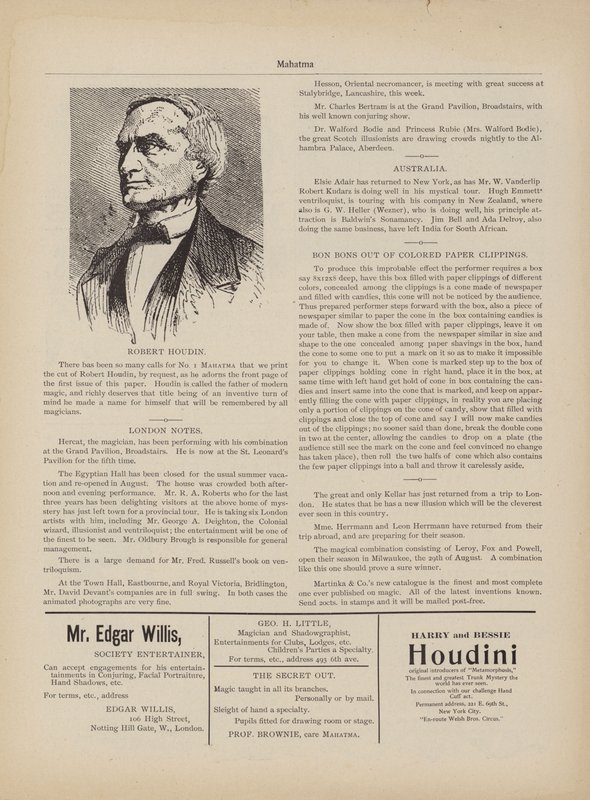 Robert Houdin, advertenties door American School