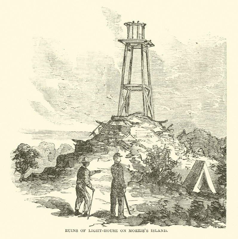 Ruïnes van de vuurtoren op Morriss Island, juli 1863 door American School