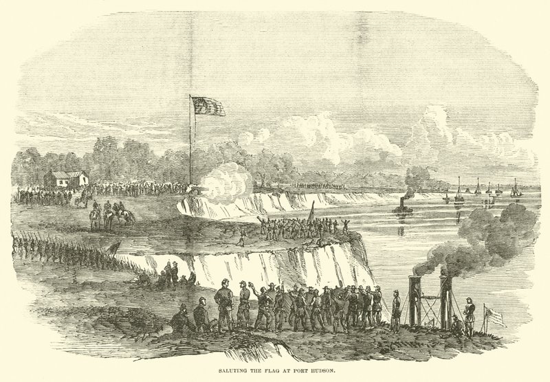 Het salueren van de vlag in Port Hudson door American School