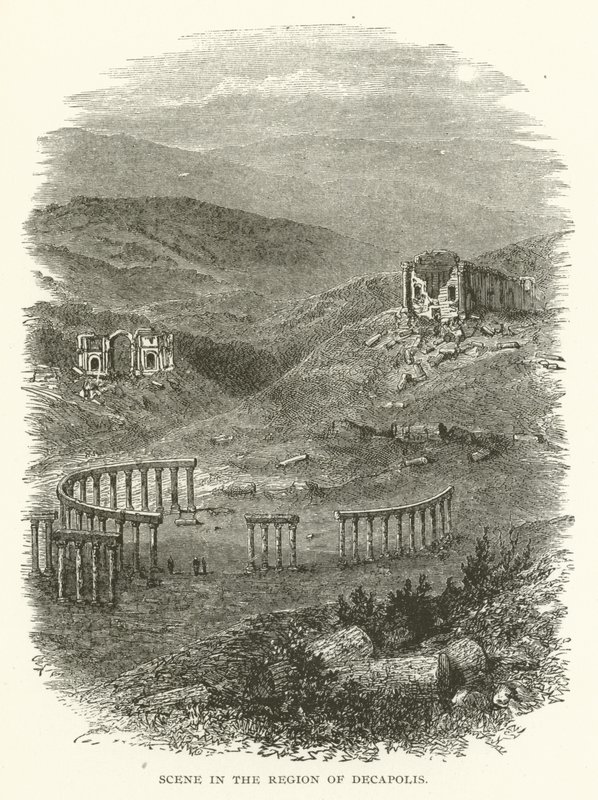 Scène in de Regio van Decapolis door American School