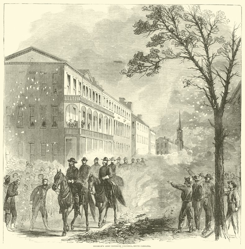 Shermans leger betreedt Columbia, South Carolina, februari 1865 door American School