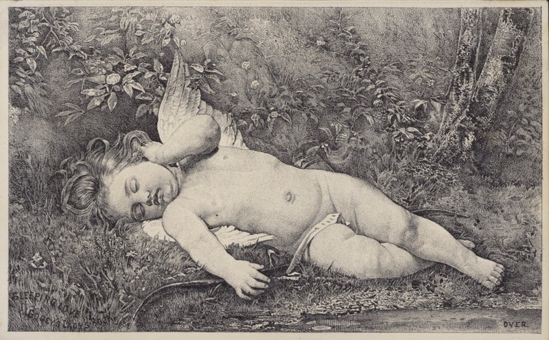 Sleeping Love, handelskaart voor Godey