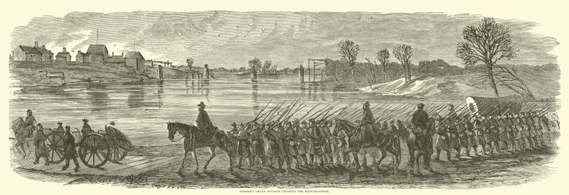 Sumners Grote Divisie steekt de Rappahannock over, december 1862 door American School