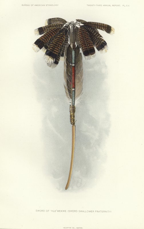 Zwaard van Thlewekwe (broederschap van zwaardvechters) (kleurenlitho) door American School