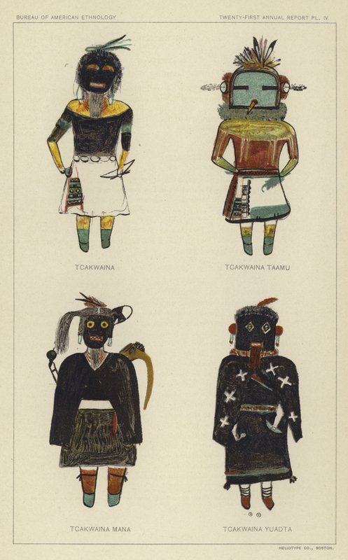 Tcakwaina, Tcakwaina Taamu, Tcakwaina Mana, Tcakwaina Yuadta (kleurenlitho) door American School