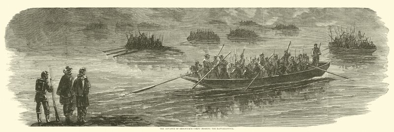 De opmars van Sedgwicks korps over de Rappahannock door American School