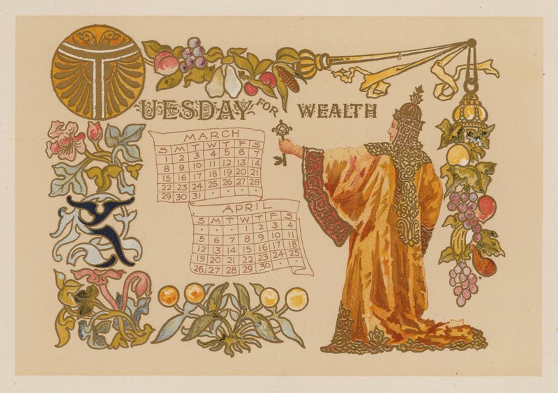 Dinsdag voor Rijkdom (chromolitho) door American School