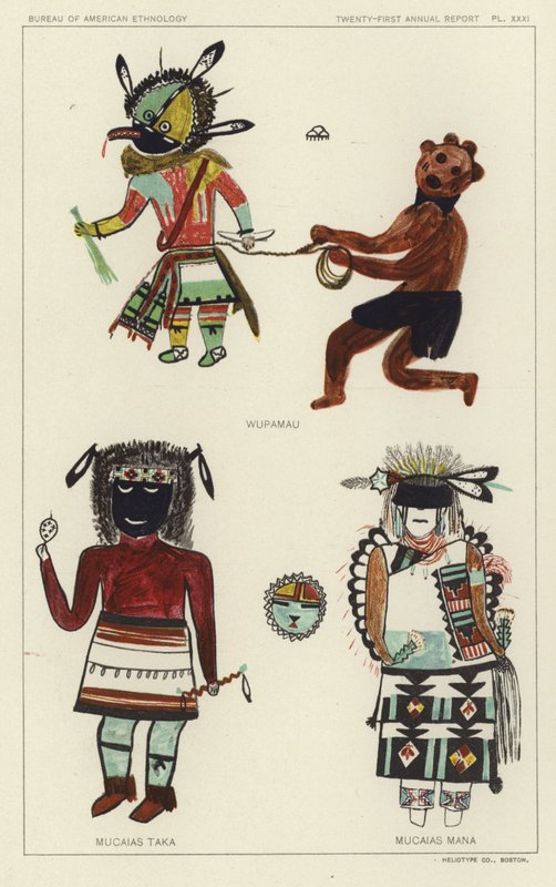 Wupamau, Mucaias Taka, Mucaias Mana (kleurenlitho) door American School