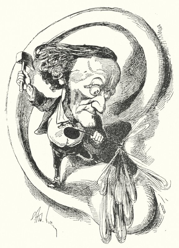 Karikatuur van de Duitse componist Richard Wagner door Andre Gill