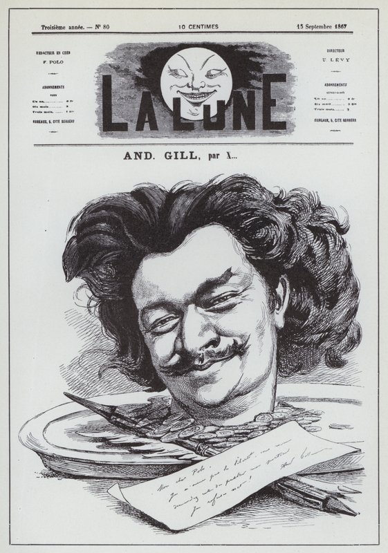 Zelfportret van de Franse karikaturist Andre Gill door Andre Gill