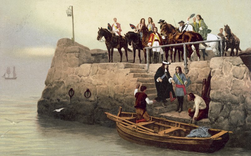 Vertrek van Koning James II door Andrew Carrick Gow