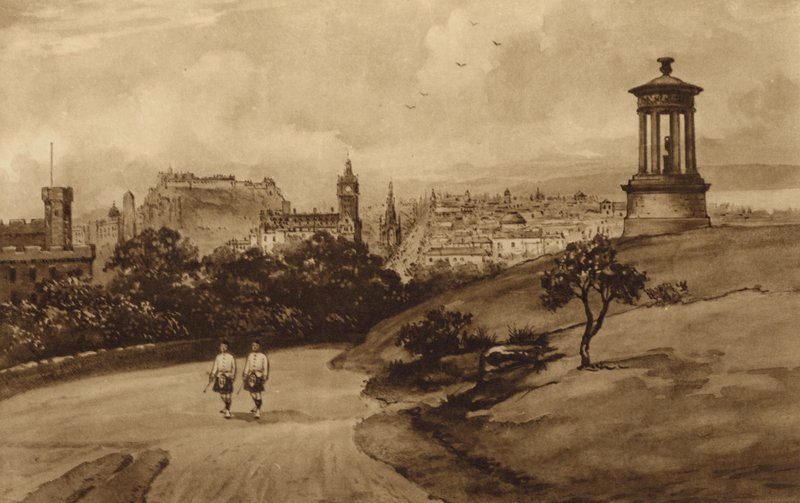Edinburgh: Vanaf het Dugald Stewart Monument, Calton Hill door Andrew Allan
