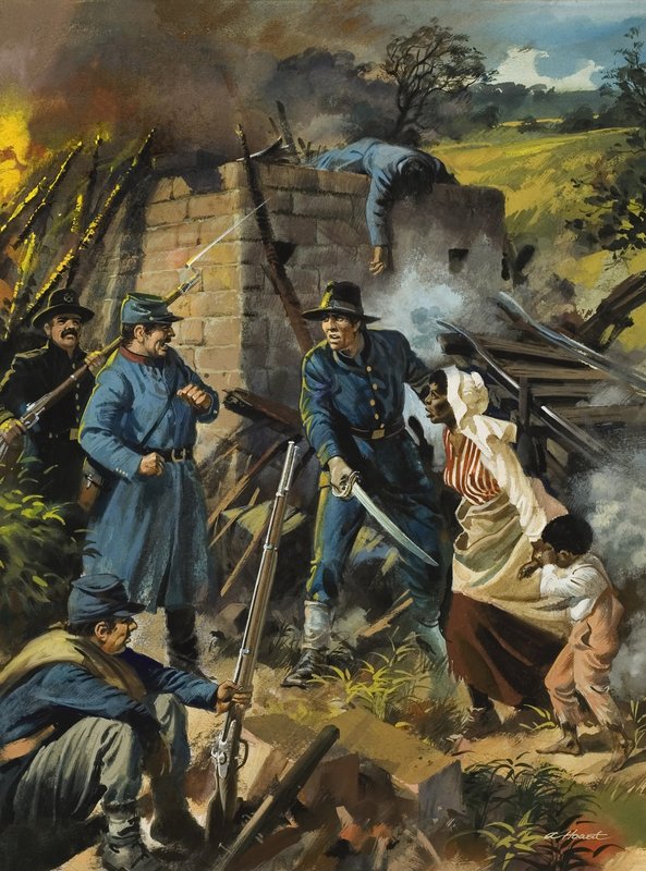 John Brown op 30 augustus 1856 onderschept een groep voorstanders van slavernij (gouache op papier) door Andrew Howat