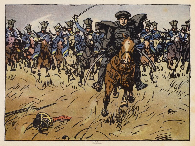Pruisische veldmaarschalk Gneisenau leidt een cavaleriecharge door Angelo Jank