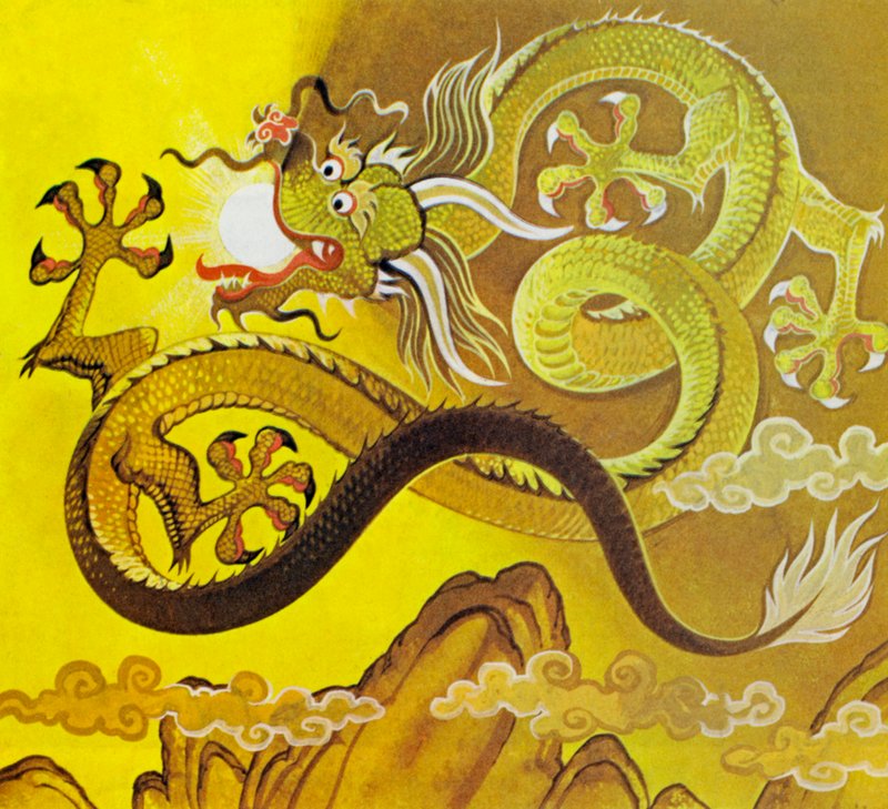 Chinese draken (kleurenlitho) door Angus McBride