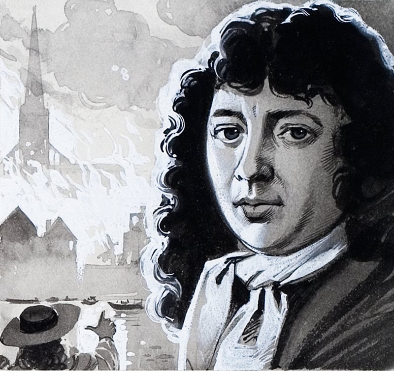 Samuel Pepys en de grote brand van Londen door Angus McBride