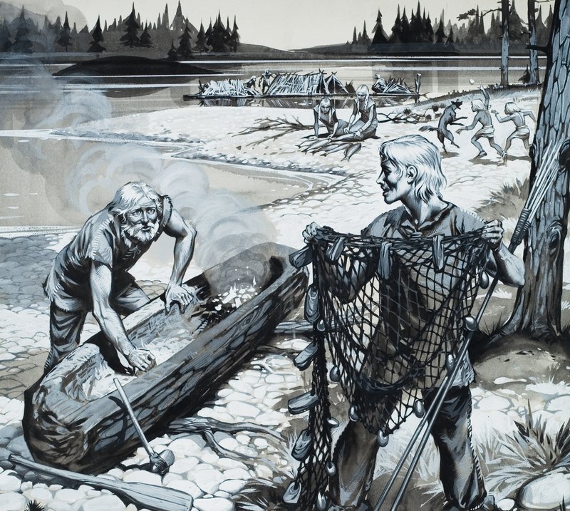 De bosbewoners van Scandinavië (gouache op papier) door Angus McBride