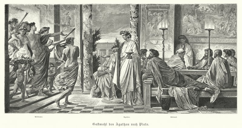 Banket van Agathon en Plato, Oud-Griekenland door Anselm Feuerbach