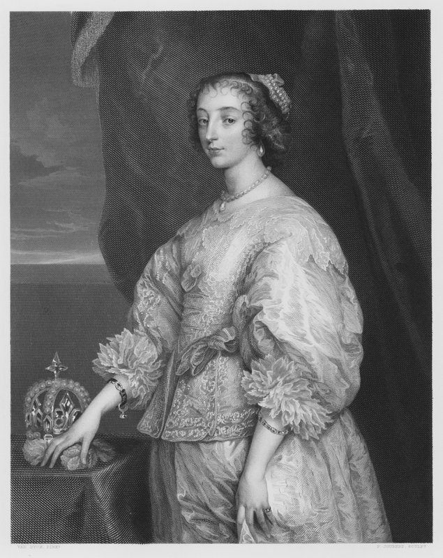 Koningin Henrietta Maria, uit het schilderij in de Koninklijke Collectie (gravure) door Anthony van (after) Dyck