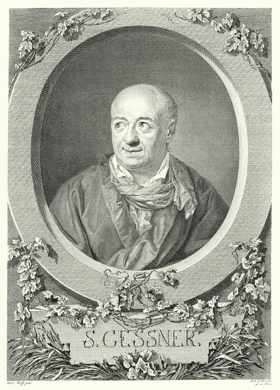 Salomon Gessner, Zwitserse schilder en dichter (gravure) door Anton (after) Graff