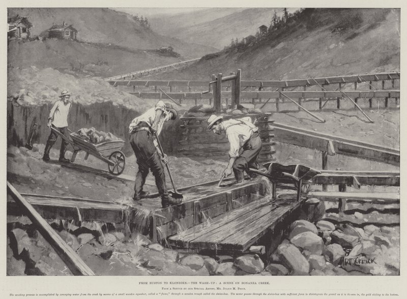 Van Euston naar Klondike, de afrekening, een scène aan Bonanza Creek door Arthur David McCormick
