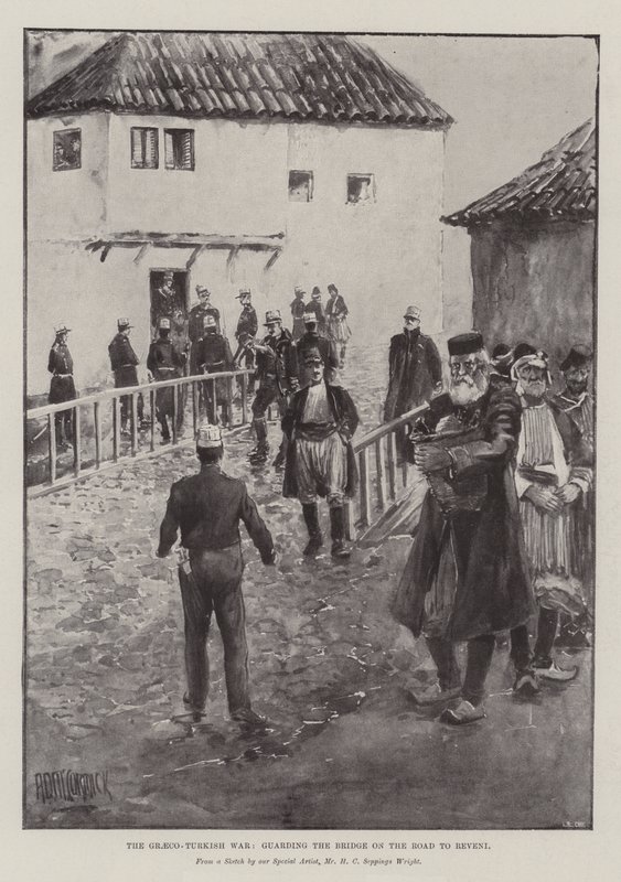 De Grieks-Turkse oorlog, bewaking van de brug op de weg naar Reveni door Arthur David McCormick