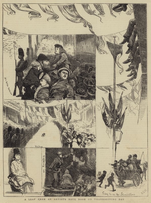 Een Blad uit het Notitieboek van een Kunstenaar op Thanksgiving Day door Arthur Boyd Houghton