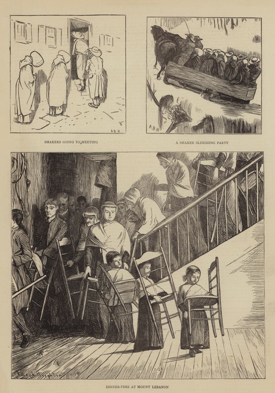 Grafisch Amerika, de Shakers door Arthur Boyd Houghton