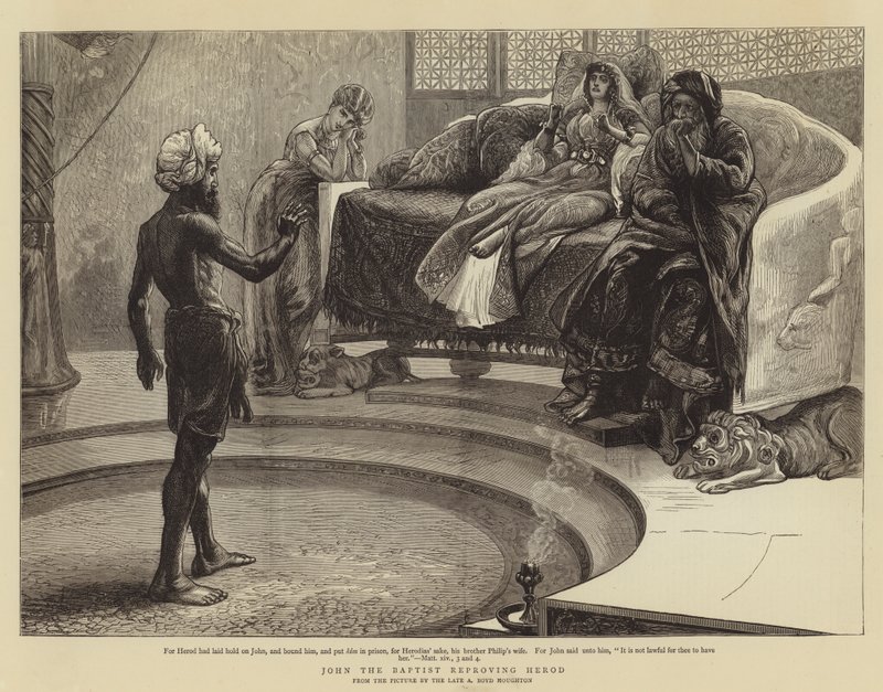 Johannes de Doper berispt Herodes door Arthur Boyd Houghton